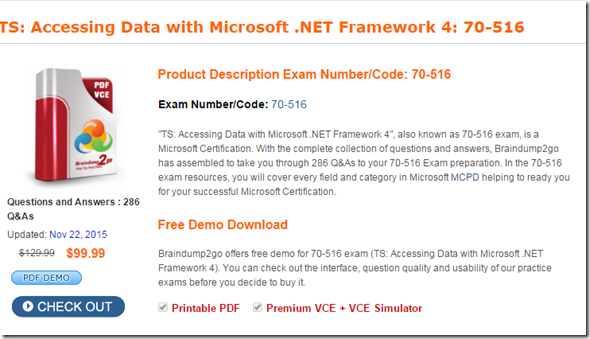 Free New Updated 70-516 Practice Tests Dumps Questions and Answers from Sns-Brigh10